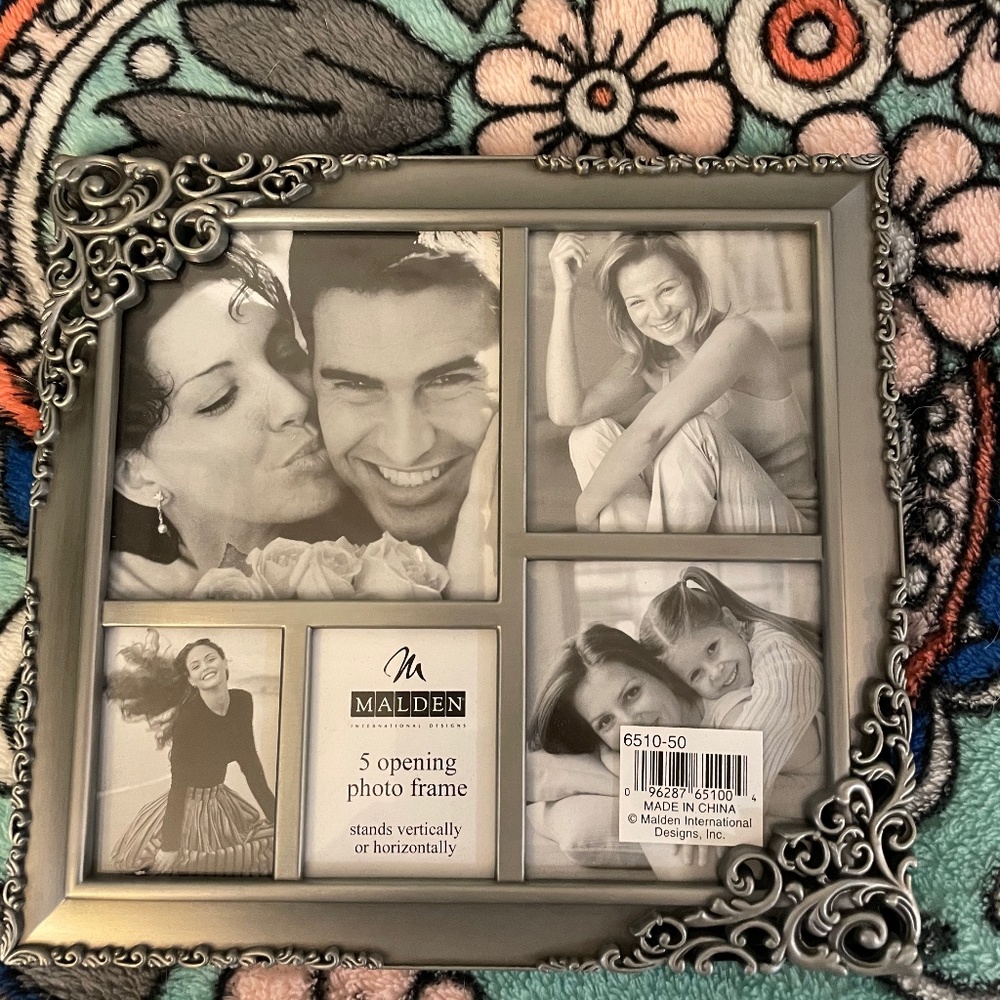 Malden 5 opening pewter picture frame 5”x7”